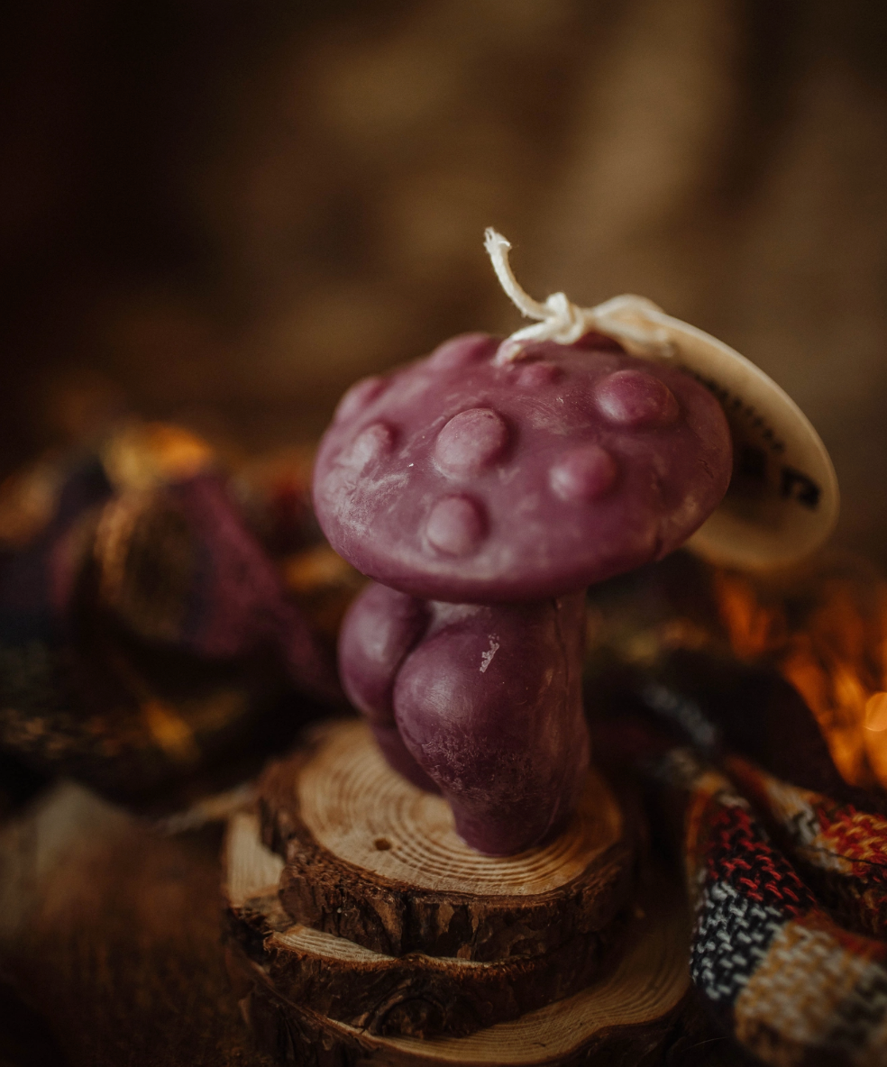 Mushroom Woman Beeswax Candle