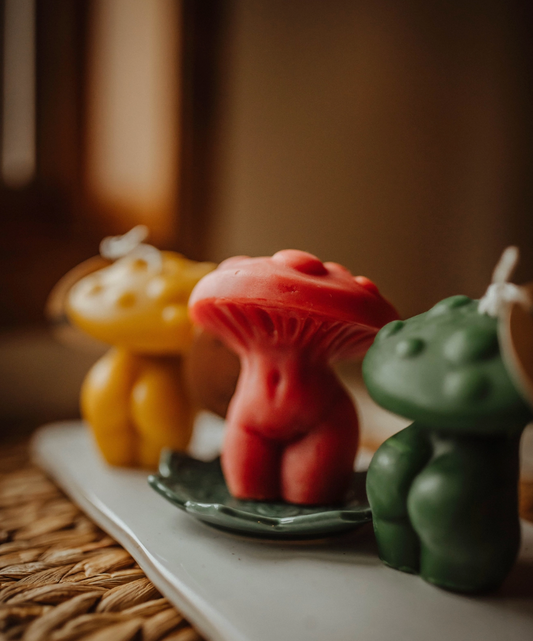 Mushroom Woman Beeswax Candle